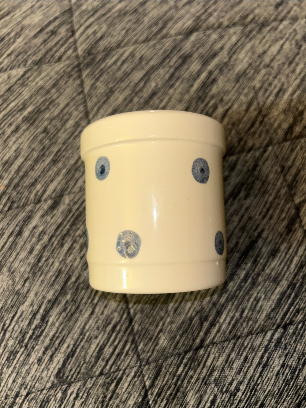 New Anthropologie Ceramic Container with Blueberries hand painted Accent
